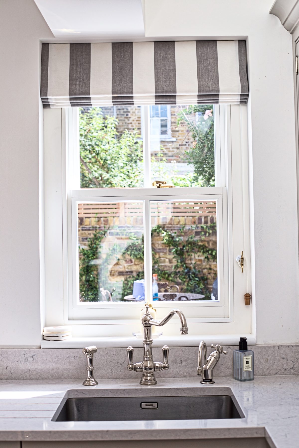 Box sash window over a kitchen sink